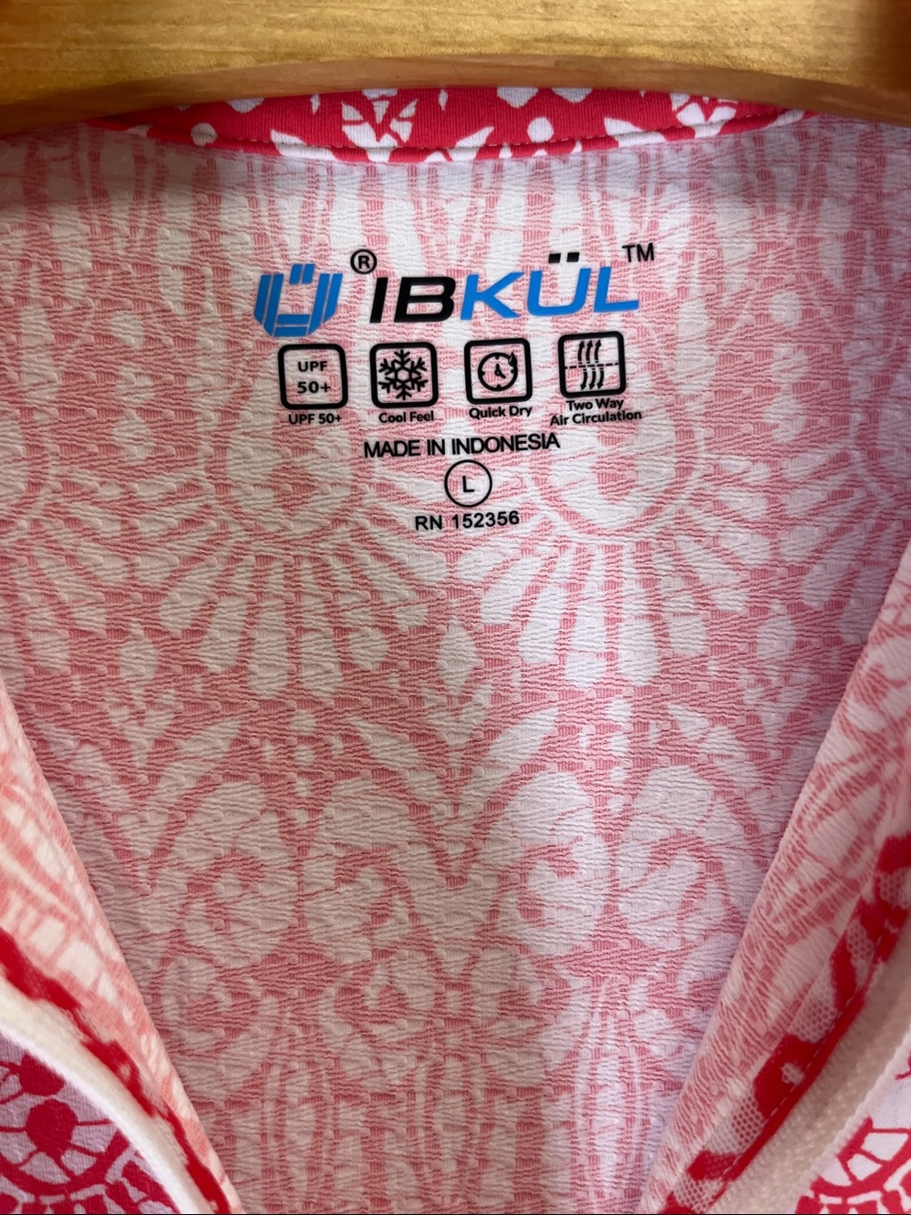 NWOT IBKUL Pink & White Printed Polo Dress size Large - Picture 2 of 5